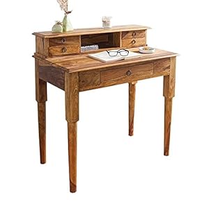 LEBENSwohnART Bombay Sekretär 90cm Natural Sheesham