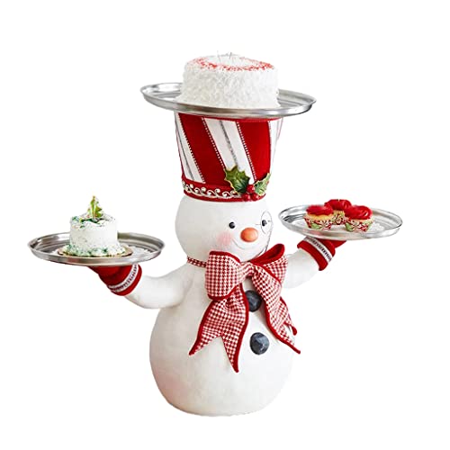 NAGRIS Resin Christmas Snowman Rack Hand-Painted Cartoon Snowman Statue Figurine Dessert Rack For Table Decor Cupcake Stand For Birthday Wedding Christmas Dessert Table