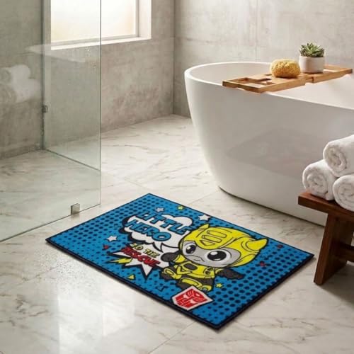 Image of Athom Living Transformer Little Hero to the Rescue Printed Themed Kids Multicolor Premium Nylon Bathmat, with Latex Backing, Anti-Skid, 37 x 57 cm, Pack of 1