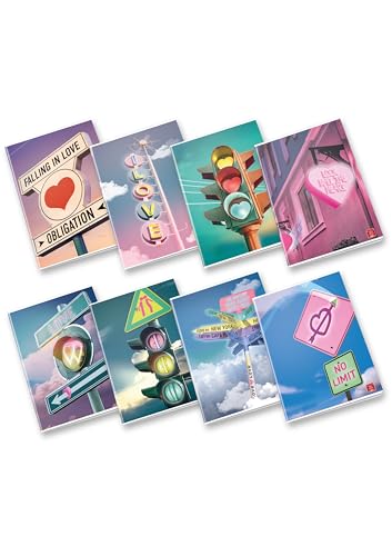 Pigna, Maxi Quaderno Heart Signals, f.to A4 21x29,7 cm., pagine 80 + risguardo, carta 80 g/m², interno 4M, Quadretto 4 mm, Copertine Assortite, 10 pezzi