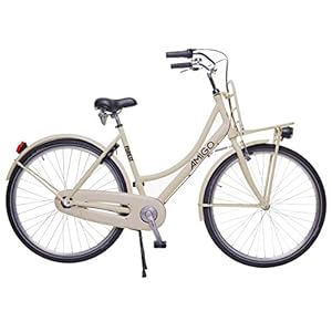 Amigo Forest – Stadsfiets voor dames – Damesfiets 28 inch – 3 versnellingen – Geschikt voor lengte 170-180 cm – Stadsfiets met V-brake, terugtraprem, voordrager, verlichting en fietsstandaard – Beige