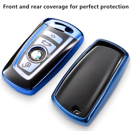Image of Creativity For BMW X5 Key Fob Cover accessories (Blue Key Case) | Advanced soft TPU key box is compatible with X1 X3 X4 X5 X6 1 2 4 5 6 7 M3 M5 M6 GT3 GT5 G30 F10 F15 F16 F20 key