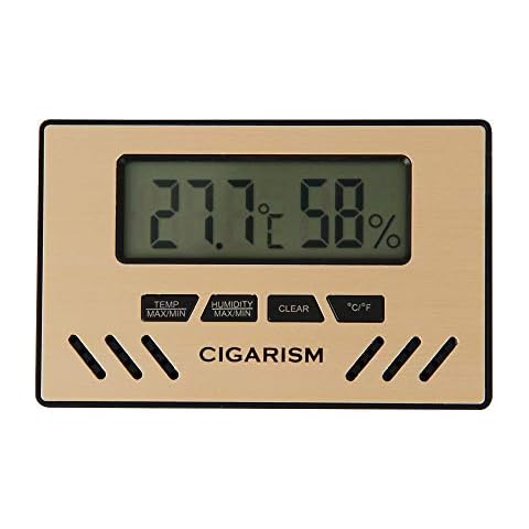 CIGARISM Digital Hygrometer and Thermometer for Cigar Humidor (Gold) Cover