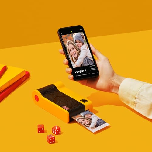 KODAK Mini 2 ERA 4PASS Mobiler Fotodrucker (5,3x8,6cm) Fotodrucker + 8 Blatt im Lieferumfang enthalten + 60-Blatt-Patrone, Schwarz