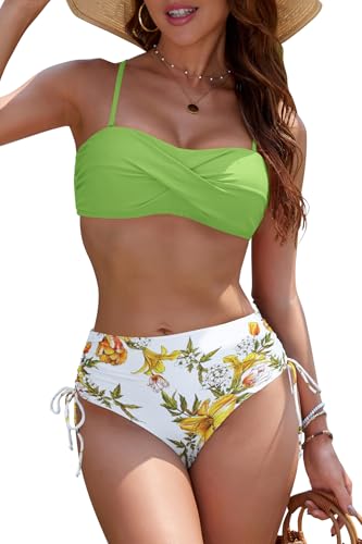 SHEKINI Bandeau Bikini Damen Push Up Sexy Badeanzug Zweiteiliger mit...