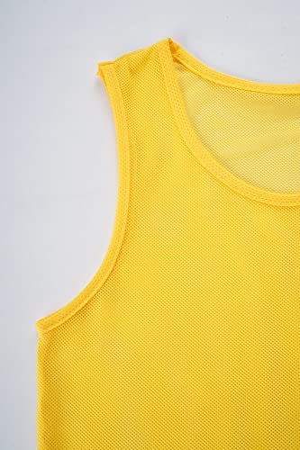 Shijixing 12 Pack（1-12） Numbered Pinnies/Soccer Training Bibs/Basketball Jerseys For Kids,Youth And Adults (S, 1-12 Yellow) #TOP3