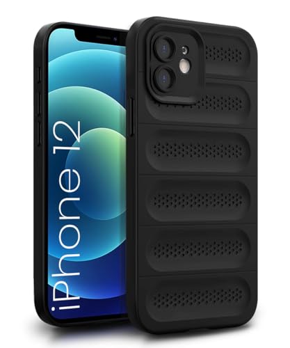 Image of WOW IMAGINE Ultimate Silicone Back Cover Case for iPhone 12 | Heat Dissipation Thin Soft TPU | 360 Camera Protection | Breathable Cooling Holes - Pitch Black