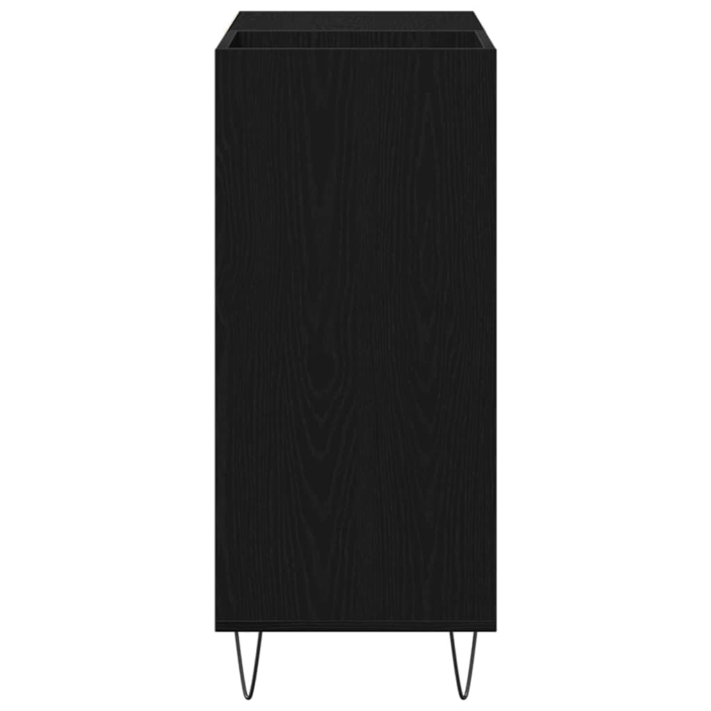 Hothingwell Mobile porta vinili in legno ingegnerizzato Rovere nero, scaffale dischi vinili con 4 ripiani e gambe in acciaio, 85 x 38 x 89 cm