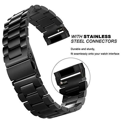 Koreda Compatible With Fitbit Versa 3/Fitbit Sense Bands Sets For Women Men, Solid Stainless Steel Metal Replacement Bracelet Wristband Strap For Fitbit Sense & Versa 3 Smartwatch (Black+Silver) #TOP4