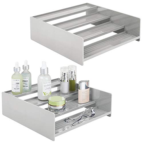 mDesign Plastic Bathroom Storage Organizer Shelf for Cabinet, Vanity, Countertop - Holds Vitamins