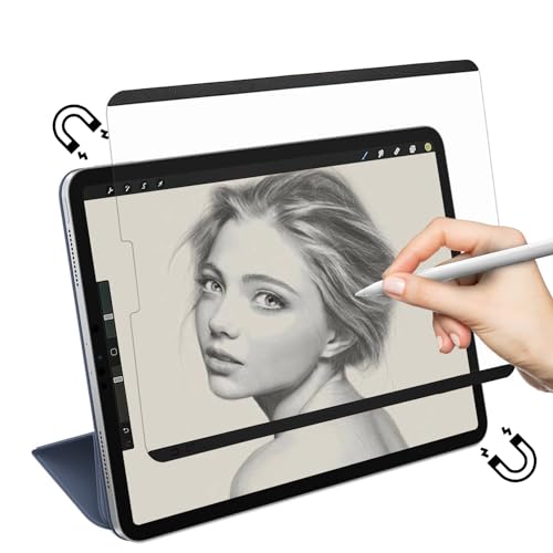 Hoktods Magnetic Paper Texture Screen Protector for iPad 10.2 Inch (2021/2020/2019) & iPad Pro 10.5 Inch, Washable, Anti-Glare, Removable, and Reusable