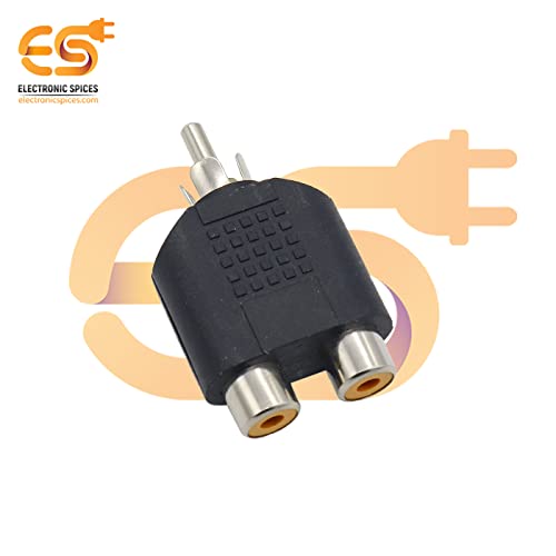 Image of Electronic Spices Single RCA Male to 2 RCA Female Dual Splitter Interface Audio Connector Pack of 20pcs