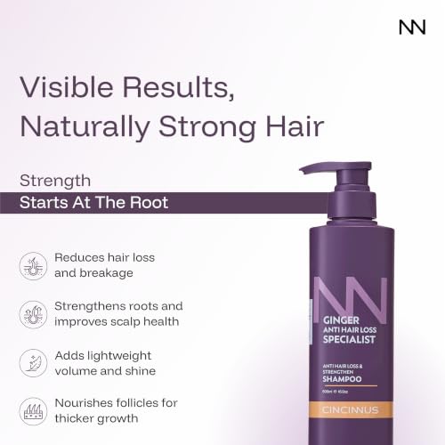 Image of Cincinnus Ginger Anti Hair Loss & Strengthening Shampoo with Camellia & Keratin | Reduces Hair Fall, Strengthens Roots | Daily Care for Weak, Thinning Hair | Growth Support(500ml)