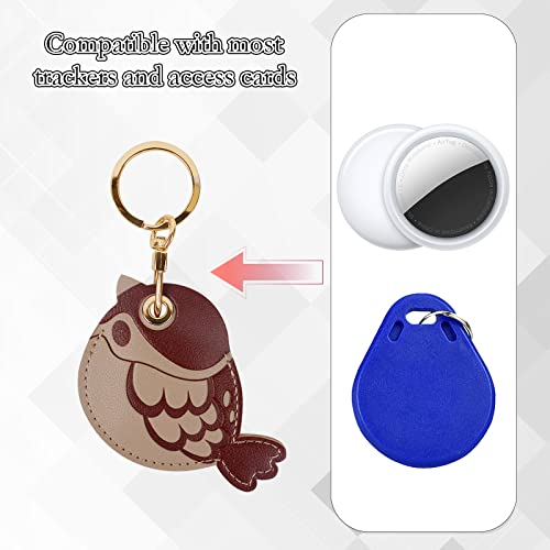 Image of Leather Keychain Case Holder Compatible with Apple AirTag, GPS Airtag Keychain Finder Tracker with Key Ring, Anti-Scratch Protective Air Tag Cover | Leather