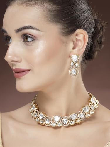 Image of Karatcart Polki Kundan Jewellery Set for Women