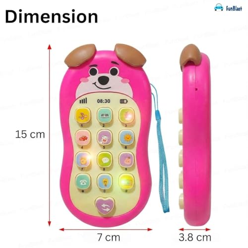 Image of FunBlast Cartoon Musical Mobile Phone for Kids, Mobile with Light & Sound Toys for Babies | Educational Toys for Kids 3+ Years /Boys /Girls-1 Unit (PuppyPink)