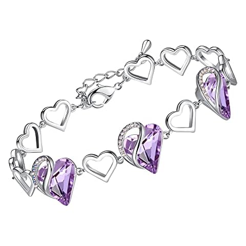 Leafael Birthstone Heart Bracelet for Women | Birthstone Bracelet with Healing Crystals | Allergy-Free Stone Bracelet with Gift Box Included Cover