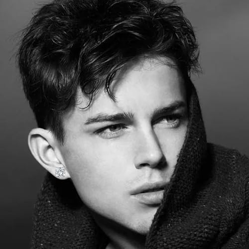 Hopply 4 Pairs Titanium Screw Back Surgical Stainless Steel Earrings for Women Men,Rainbow 5A Cubic Zirconia Studs Double Side Earrings Piercing Sleeper Jewelry 6mm4