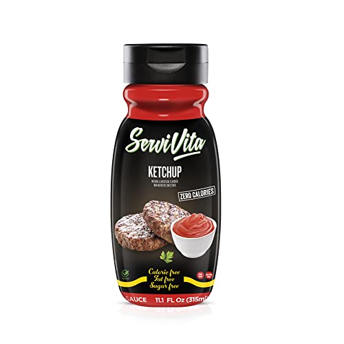 Sugar Free KETCHUP Sauce Zero Calories and Fat Free Ketchup, 10.6 FL OZ - No Sugar Ketchup Gluten-Free, Non-GMO, Vegan and Keto Friendly - ServiVita
