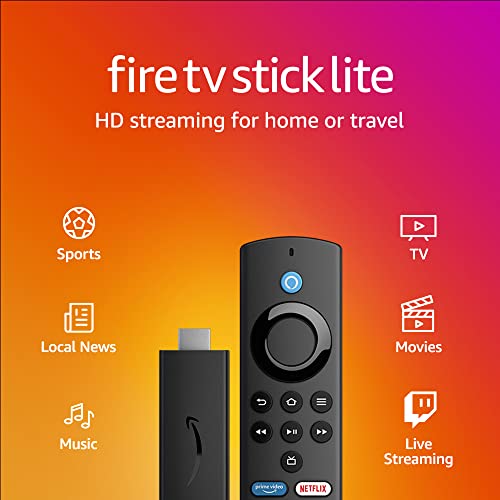 Like-New Fire TV Stick Lite, free and live TV, Alexa Voice Remote Lite, smart home controls, HD streaming