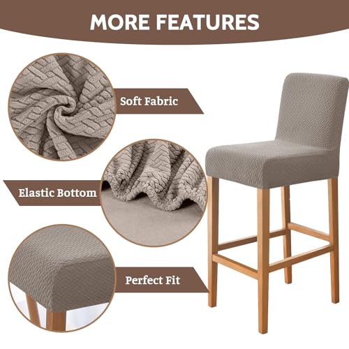 Image of FUANGUI Bar Stool Covers Set of 2, Stretch Bar Stool Seat Covers | Washable Removable Bar Chair Covers with Backs Slipcovers, Bar Chair Covers Square for Kitchen Dining Room Cafe