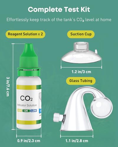 Image of Pawfly Glass CO2 Drop Checker for Aquarium CO2 Indicator for Planted Fish Tank CO2 Monitor Kit with Solution & Suction Cups CO2 Detector Aquarium CO2 Tester Fish Tank Carbon Dioxide Checker