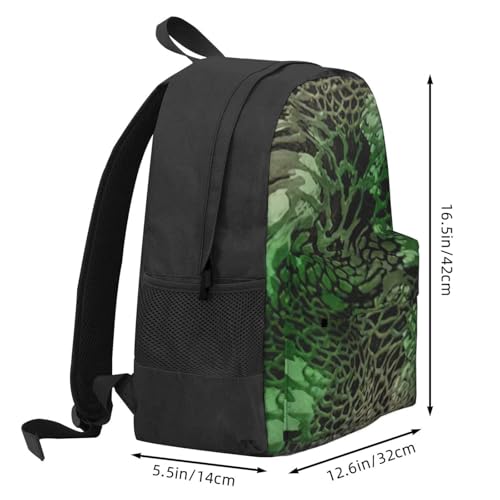 Sac à dos imprimé serpent vert imperméable et grand volume outdoor - 3