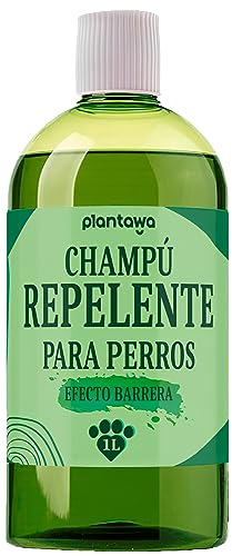 Plantawa Champú Repelente de Insectos para Perros 1L, con Citronela Repelente Natural y Anti-Parasitos. Ideal con Problemas de Piel, Dermatitis, Piel Sensible, Extractos Naturales.