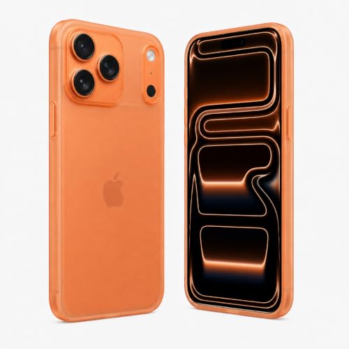Image of FIRST MART Back Cover for iPhone 17 Pro Max | Ultra-Thin Frosted Matte Semi-Transparent Silicone Case, Anti-Slip Grip, Precise Fit | Orange