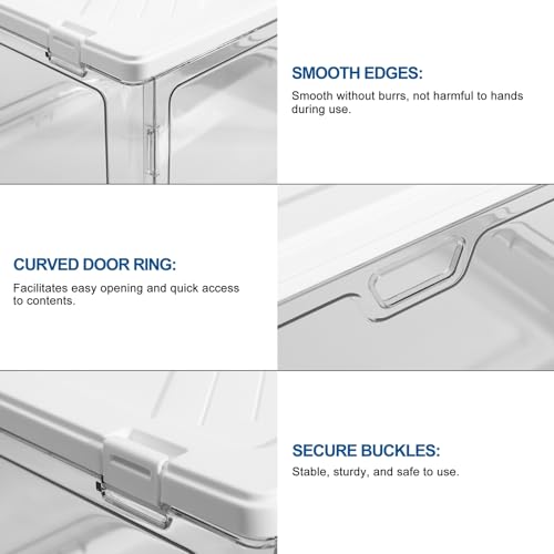 Hybrideas 3-Pack Clear Stackable Storage Bins With Lids Magnetic Doors Open Front Foldable Folding Plastic Craft Containers Large Closet Organizers Box For Bedrooms Living Rooms Study Kids' Toys 24 Qt thumb #2
