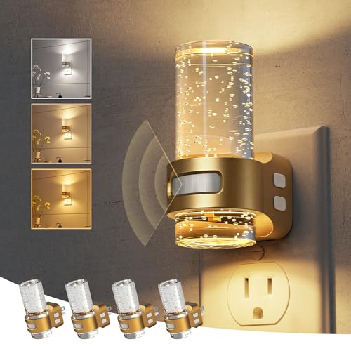 Image of L LOHAS LED Motion Sensor Night Light, 4 Pack Bubble Night Lights Plug into Wall,3CCT Color Temperature Change MINI Night-Light,Dimmable Nightlights with Dusk to Dawn Sensor for Rooms Bathroom Hallway