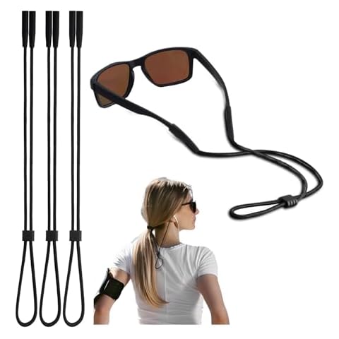 3 Pcs Black Glasses Strap Adjustable Sports Sunglasses Eyeglasses Holder Straps for Men Women Eyewear Retainer Lanyards String Cover