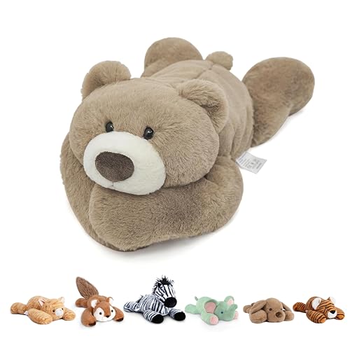 Niuniu Daddy 20' 3.3 lb Weighted Bear Stuffed Animal for Adults Kids, Giant Large Lying Teddy Bear Plush Toy, Soft Brown Bear Body Pillow for Sleeping, Gift for Christmas Birthday Holidays