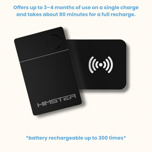 Image of Himster Smart Card Tracker for Android | No SIM Needed | Anti-Lost & Loud 75dB Alert | Ultra-Thin 2.85mm Item Finder-Wallets,Bags,Laptops, Tablets|3 Month Wireless Rechargeable Battery(Black)