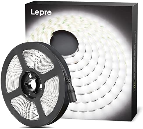 Lepro 12V LED Strip Light 5M (No Plug), 6000K Cool White, 2300LM, Stick on