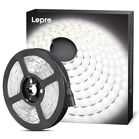 Lepro 12V LED Strip Light 5M (No Plug), 6000K Cool White, 2300LM, Stick on