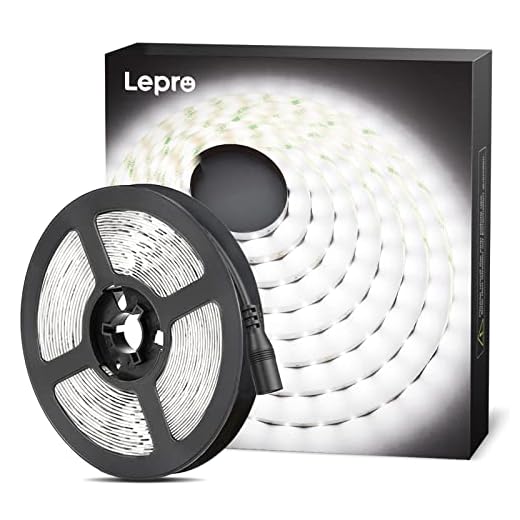 Lepro LED Strip Kaltweiß, 5M LED Streifen 12V Selbstklebend, LED Band mit 300 Stück 2835 LEDs, 6000K 2300 Lumen Weiß Dimmbar Leiste, Kaltweiss DIY Lichtband für Innen Heim Küche Deko,Kein Netzteil