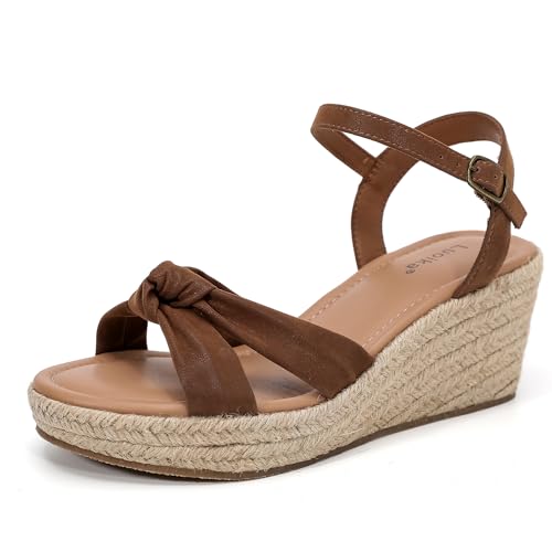 Luoika Women's Wide Width Wedge Sandals, Ankle Strap Open Toe Platform Espadrille Wedge Pump Heel Women's Sandals Concise Casual Summer Shoes.