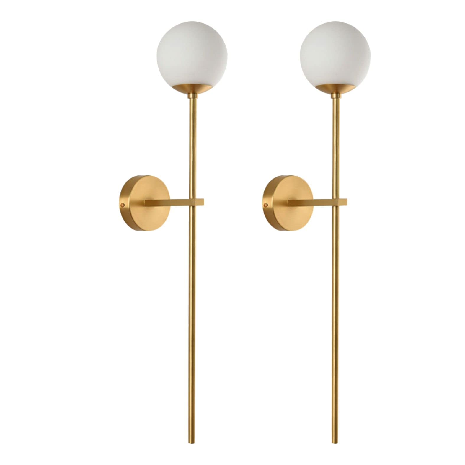 HXYSXHJUO 2 Light Modern Glass Globe Wall Sconce Antique Brass Mounted Industrial Lamp Long Pole Pack Bathroom Vanity for or Living Room