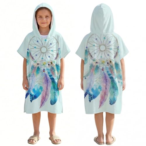 LOMTRATS Poncho de Surf à Séchage Rapide, Serviette à Changer, Robe à Capuche pour Enfants, Microfibre Natation Plage Surf Plongée Maison Sources Chaudes...