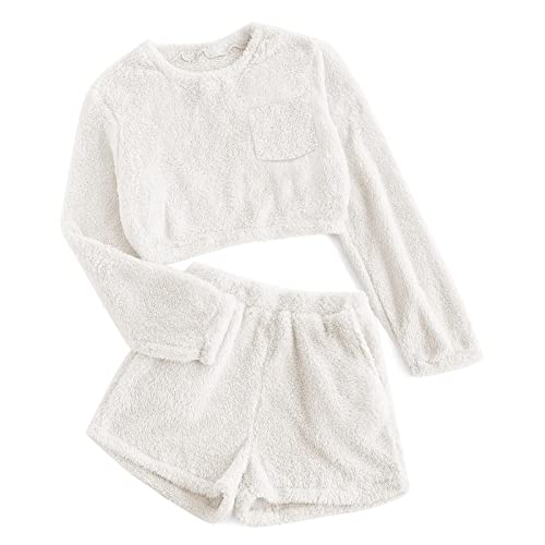 Image of Mafulus Girls Pants Sets Two Pieces Kids Comfy Lightweight Long Sleeve Fleece Sets with Pockets