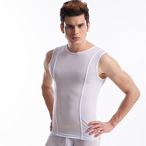XiaoGao_ Men's seamless sports vest,170 (L) white