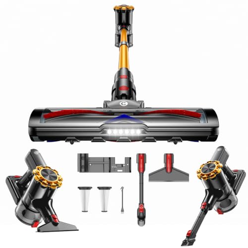 Image of CHEBIO Cordless Vacuum Cleaner, 550W /45Kpa Vacuum Cleaners for Home, 65Mins Stick Vacuum with LED Display, Anti-Tangle & Wall Mount Charging, 8 in 1 Lightweight Vacuum for Hard Floors Carpet Pet Hair