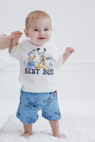 Image of Disney Boys' 2-Piece Tee and Shorts Set for Baby & Kids | Elastic Waistband Shorts, Soft Waffle Knit, Machine Washable
