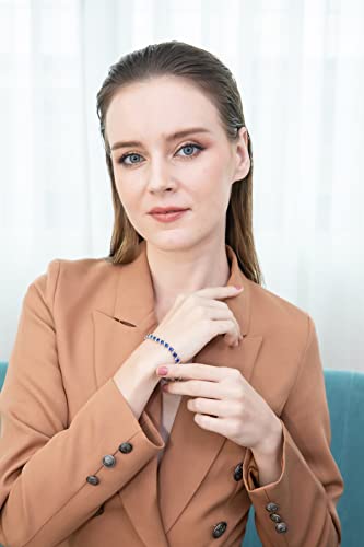 B. BRILLIANT Sterling Silver Genuine, Created or Simulated Gemstone Round S Design Tennis Bracelet for Women2