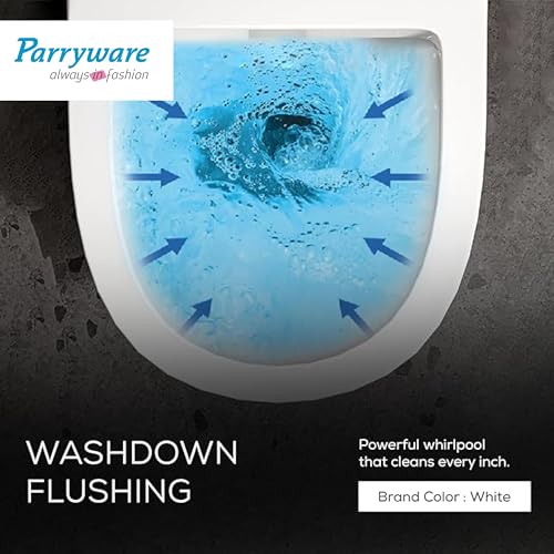 Image of Parryware SUPERIO Ceramic Wall Hung Western Commode for Bathroom | Rimless Washdown Flush Commode with Slim & Soft Closing Toilet Seat | Round Wall Mount Ewc | Space Saving | C890X