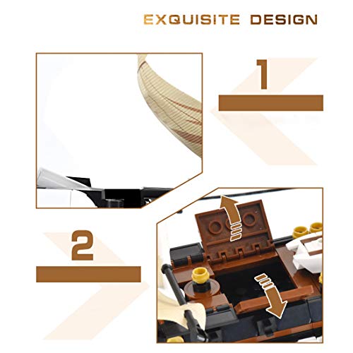 OSoMax Alte Eisenseiten Retro-Segelschiff 1/170 Bausteine Modell, Retro Fregatte Kompatibel mit Lego Piratenschiff… – Bild 6