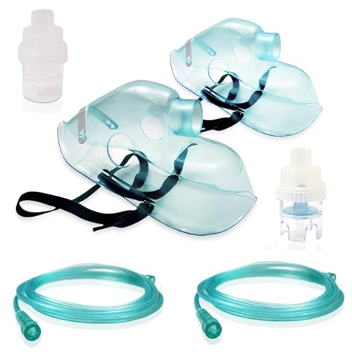 GXGM 2 Set Kit ricambi per aerosol per adulti + kit aerosol bambini composti da maschera, ampolla, fascia elastica, tubo per inalazione, filtro ed accessori per nebulizzatore, kit aerosol universale