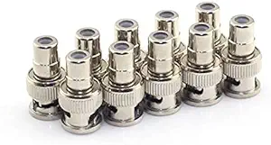 Taapsee RCA and BNC Coaxial Adapter - BNC Male to RCA Female Connector, Adapter, Coupler, and Converter - for RG11, RG6, RG59, RG58, SDI, HD SDI, CCTV - 10 Pack