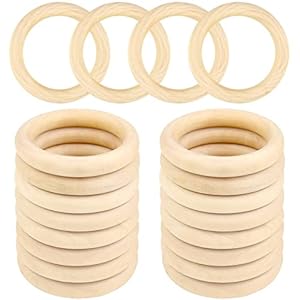 20 Pcs Natural Wooden Rings Unfinished Loop Ring DIY Jewelry Crafting 55mm Wood Round Rings for Pendant Connectors Crafts Christmas Ornaments Wedding Decorations (Wood Color)
